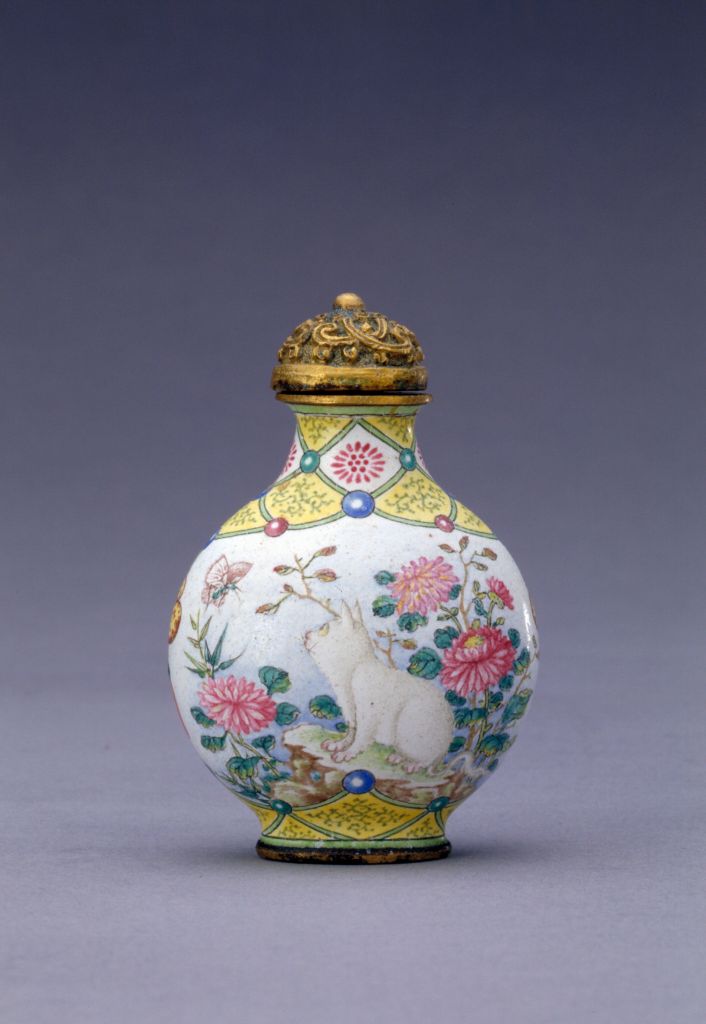 图片[1]-Qianlong style enamel cat butterfly pattern cigarette pot-China Archive